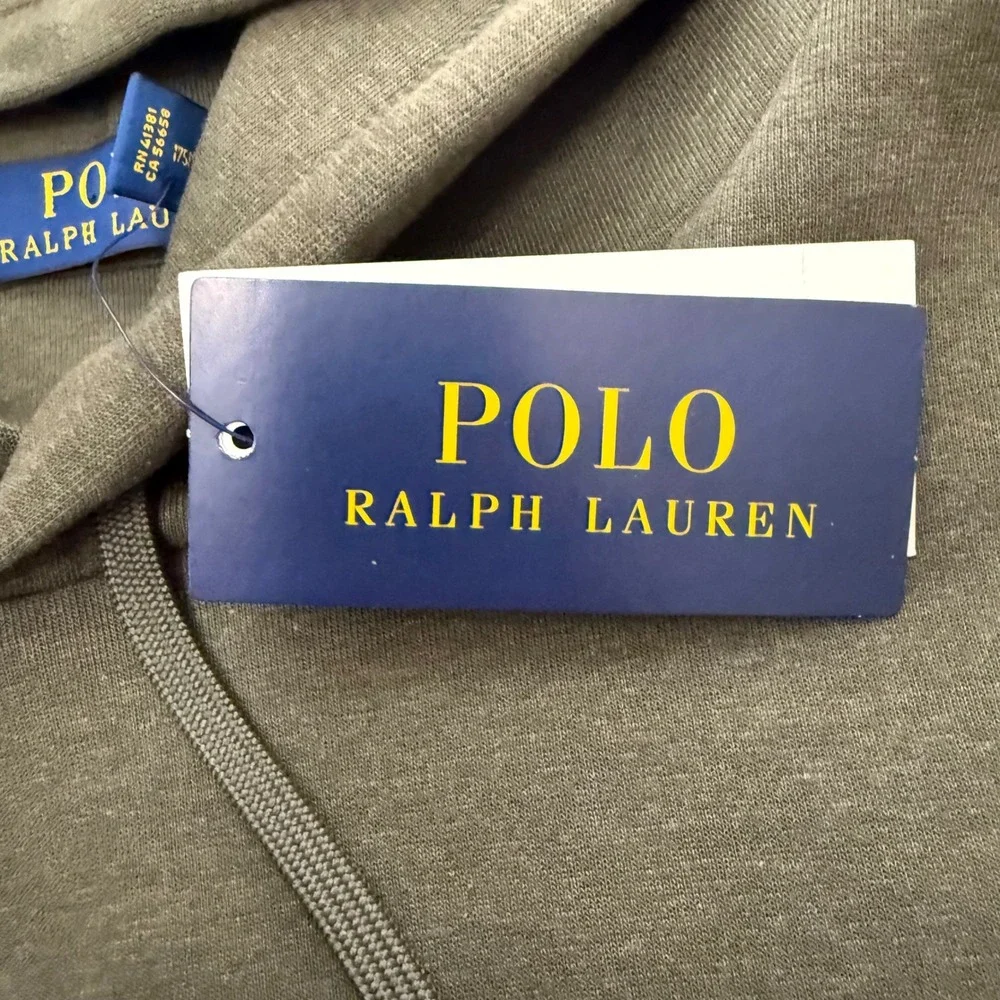 Polo Ralph Lauren Hoodie Mens Medium Green Script Logo Fleece Sweatshirt New Tag